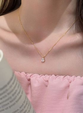 一克拉水滴莫桑石纯银18K金项链