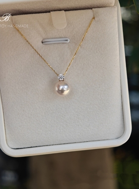 升级版单钻强光澳白珍珠戴妃项链