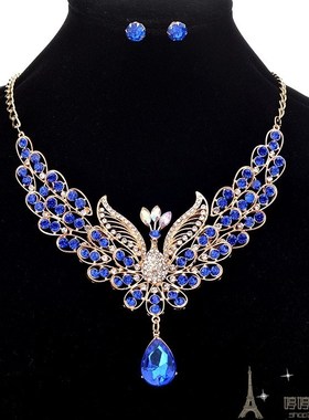 Retro palace Peacock necklaces Fashion women earrings Set女