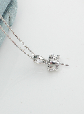 S925纯银锆石珍珠吊坠项链