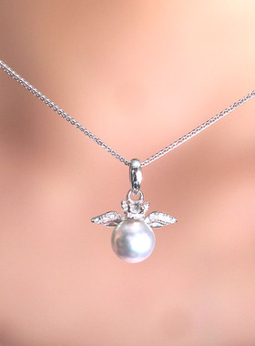 S925纯银精工设计小天使珍珠吊坠