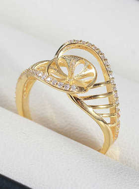 S925纯银时尚DIY新款戒指空托