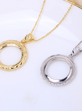 S925纯银圆环马贝吊坠空托