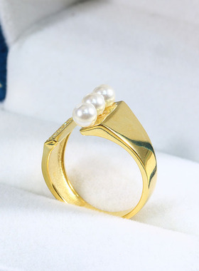 S925纯银时尚镶嵌锆石多珠戒指