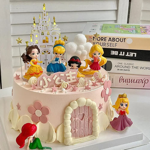 网红女孩生日蛋糕装饰迷你6款公主摆件Q版卡通少女心烘焙甜品装扮 - 图1