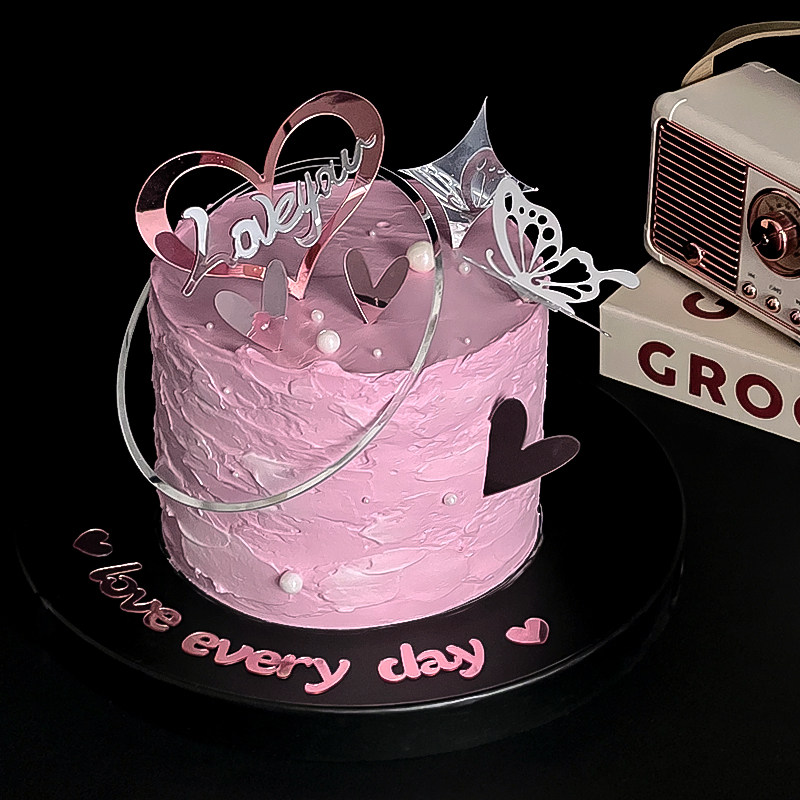 214情人节仙女风蝴蝶亚克力蛋糕装饰插牌双层爱心loveyou烘焙插件,淘宝优惠券,粉丝福利购,淘宝优惠卷