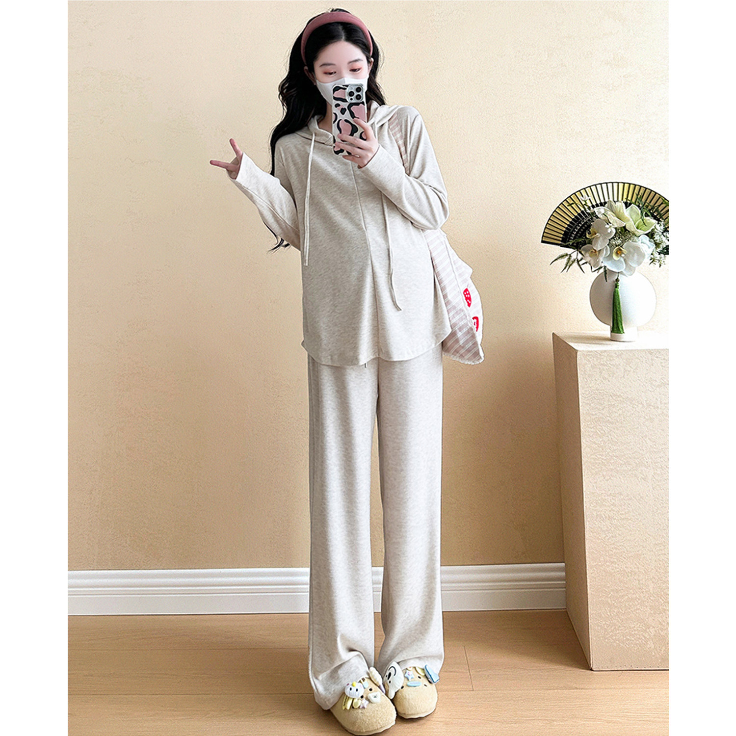 孕妇秋季套装时尚宽松慵懒风休闲运动连帽卫衣上衣阔腿裤子春秋款,淘宝优惠券,粉丝福利购,淘宝优惠卷