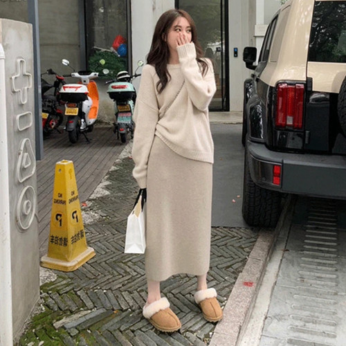 孕妇针织半身裙女秋冬季一步裙中长款H型孕期显瘦包臀托腹a字裙子 - 图2