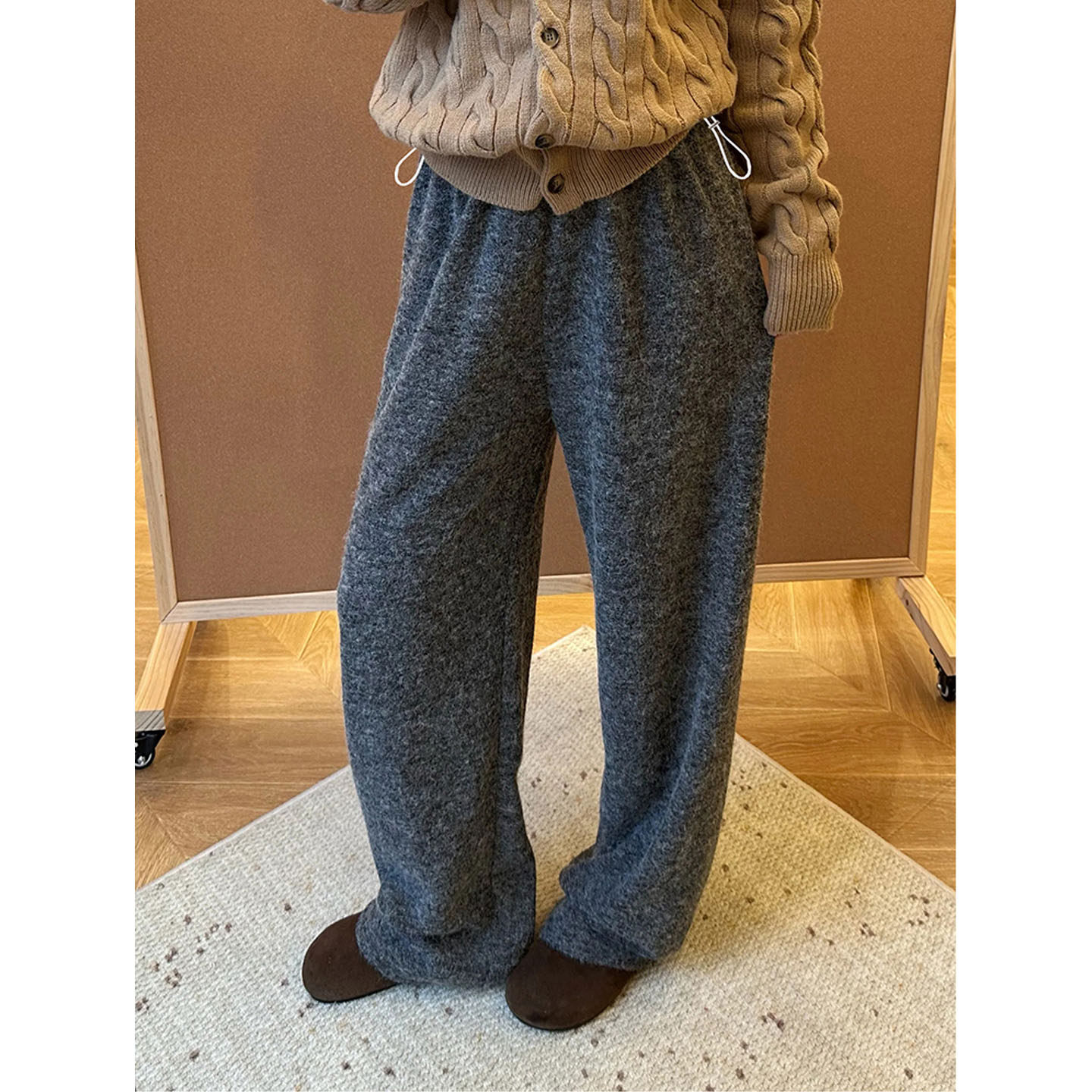 孕妇阔腿裤子秋冬季加绒加厚2025新款外穿不勒肚子保暖休闲拖地裤,淘宝优惠券,粉丝福利购,淘宝优惠卷