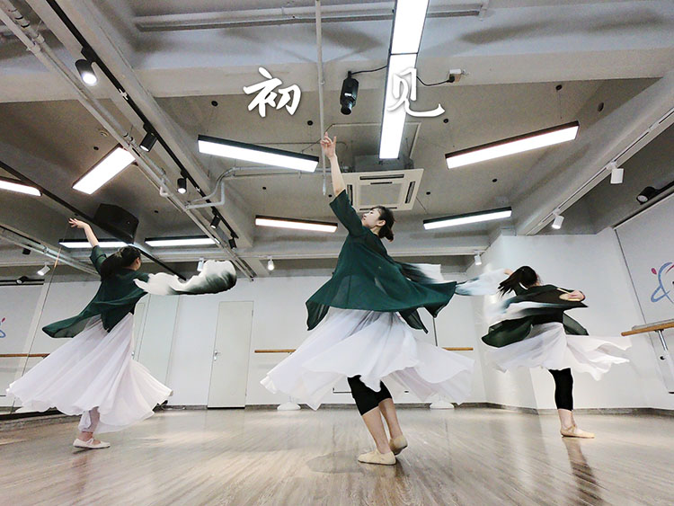 初见舞蹈服纱衣套装古典舞练功服女成人身韵服披衫飘逸中国风扇舞 - 图3