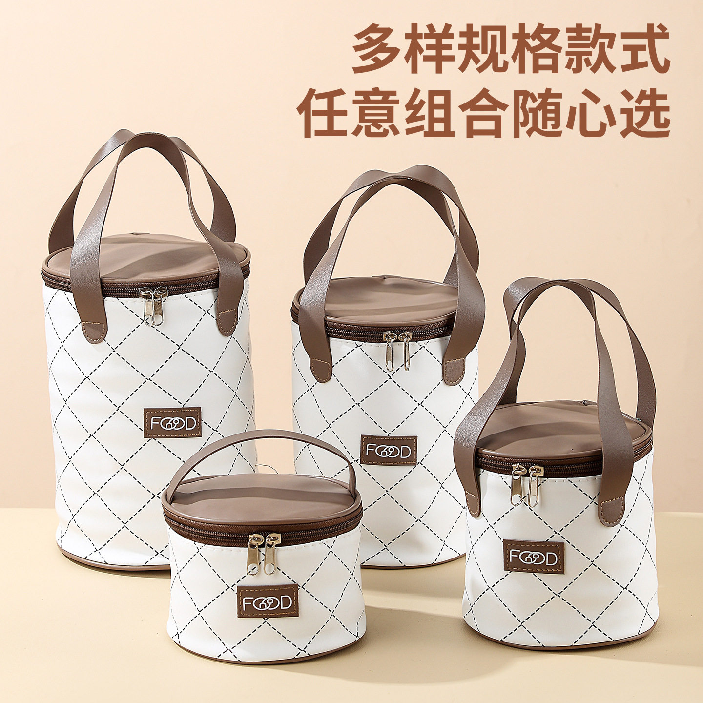 圆形保温饭盒袋便当手提包带饭防水防油上班族便携外带加厚铝箔袋,淘宝优惠券,粉丝福利购,淘宝优惠卷