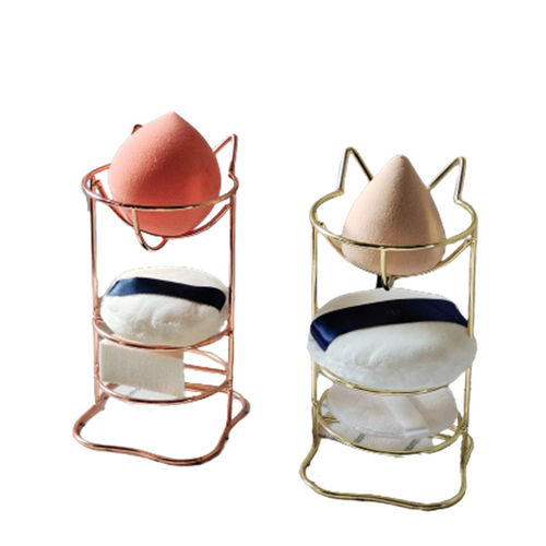 美妆蛋架托多层化妆蛋气垫粉扑收纳多个粉扑晾晒架金属猫咪蛋架 - 图3