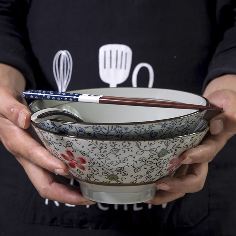 复古浅田系釉下彩日式餐具和风陶瓷碗家用喇叭碗斗笠碗汤碗拉面碗,淘宝优惠券,粉丝福利购,淘宝优惠卷