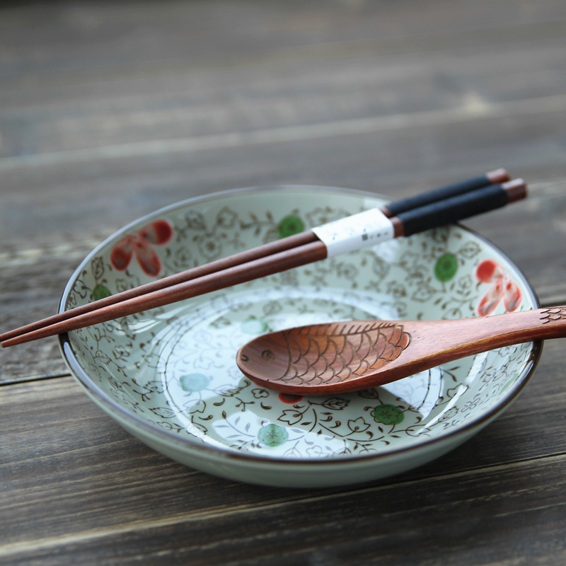 和风四季日式釉下彩餐具陶瓷盘大汤盘圆盘家用盘子饭盘菜盘个性盘-图2