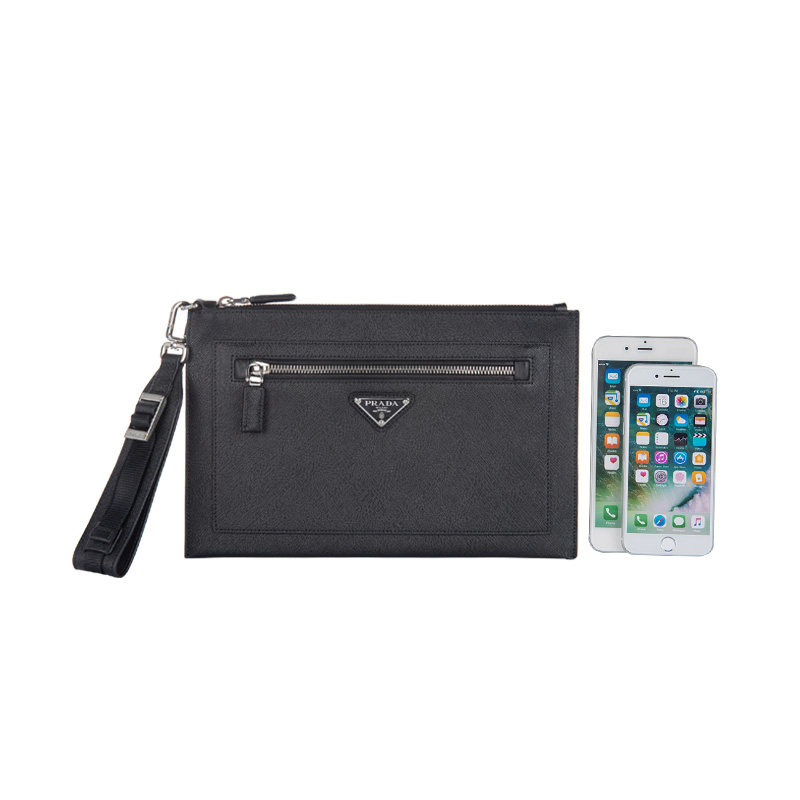 prada /普拉达男士拉链新款手挽包 para海外男士包袋