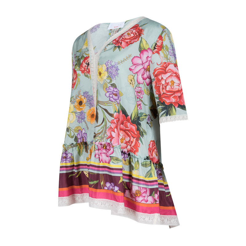 PAROSH经典印花图案短袖雪纺衫女士春夏XY特卖,淘宝优惠券,粉丝福利购,淘宝优惠卷