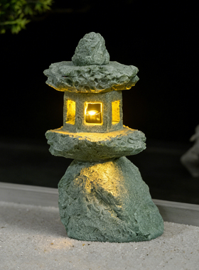 禅意中式小石灯造景摆件鱼缸盆景假山微景观书房茶桌家居装饰古风