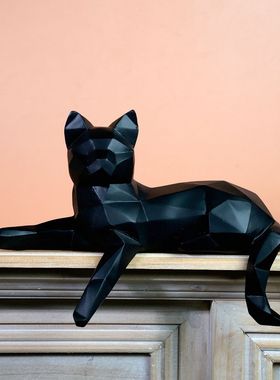 几何猫家居摆件欧式简约客厅书架玄关橱窗创意装饰办公桌装饰猫