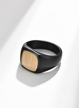 ins欧美原创设计风钛钢方形戒指