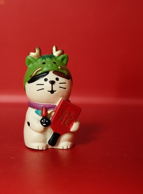 中式玄关书柜迷你装饰猫猫