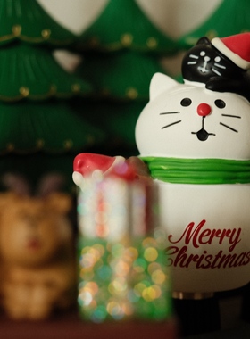 雪人猫猫圣诞节氛围装饰摆件礼物