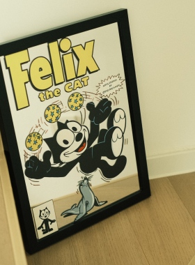 镜面装饰画复古怀旧卡通菲力猫