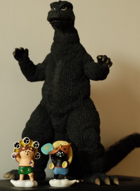 复古怀旧主题风神雷神猫猫公仔迷你造景玩具可爱装饰摆件小礼物