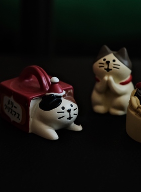 复古迷你可爱圣诞节猫猫蛋糕摆件