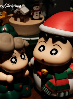 冬日圣诞主题氛围小新小葵摆件