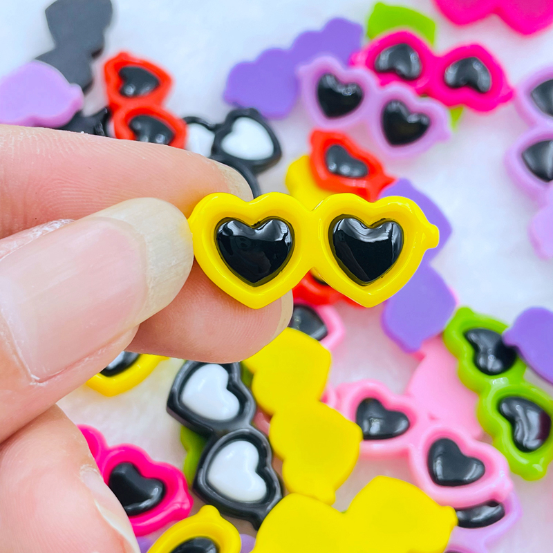 14Pcs New Cute Resin Mini Cartoon Heart-Shaped Glasses Flat - 图0