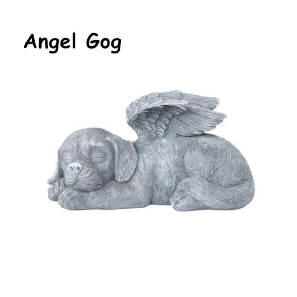 Resin Angel Dog Cat Statue Garden Decor Puppy Tombstone Scul-图1