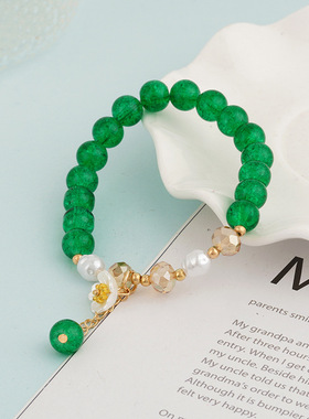 2023冬季新款彩色韩版爆花水晶手串女生DIY清新小花朵手链ins手饰