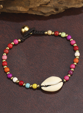 热销波西米亚民族风天然贝壳绿松石手串跨境复古简约时尚编织手链