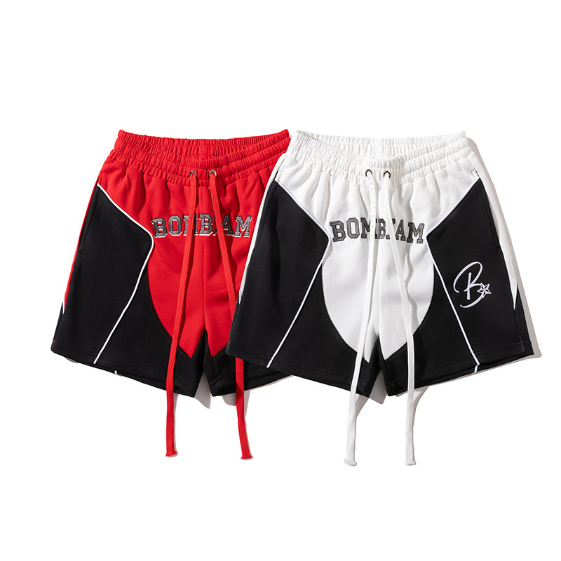 潮牌嘻哈拼色短裤男 夏季宽松阔腿运动裤 街头风百搭四分篮球裤,淘宝优惠券,粉丝福利购,淘宝优惠卷