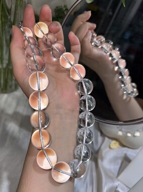 天然白水晶项链大颗粒19m简约设计百搭时髦个性气质锁骨链超仙