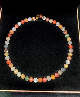 韦雪同款兔毛项链天然冰透兔毛多宝水晶项链10mm大颗粒水晶项链