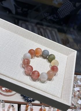 天然兔毛水晶手链冰透拉丝兔毛水晶手串女款单圈手链送闺蜜礼物