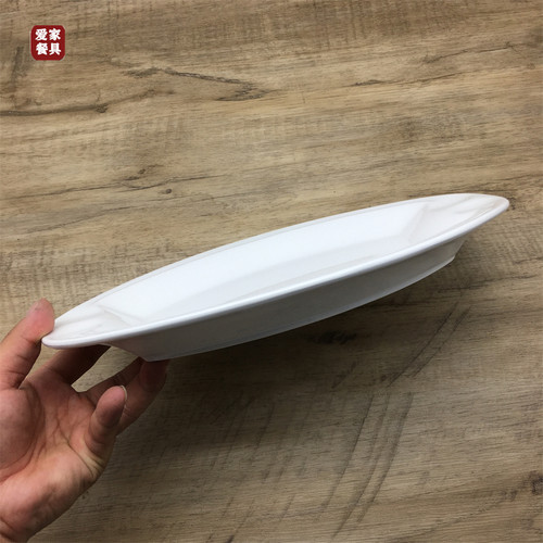 陶瓷月光美人创意菜盘家用长方形大号蒸鱼盘烤鱼盘鱼碟西餐白色 - 图2