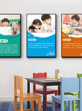 早教机构中心挂图幼儿园楼梯挂画幼稚园托班教室墙面布置装饰画框