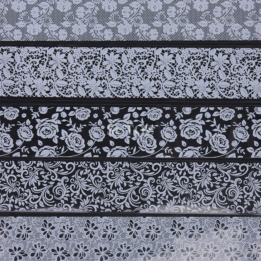 黑色蕾丝转印纸网红同款黑白网纹美甲星空贴纸贴花ins风持久套装 - 图2