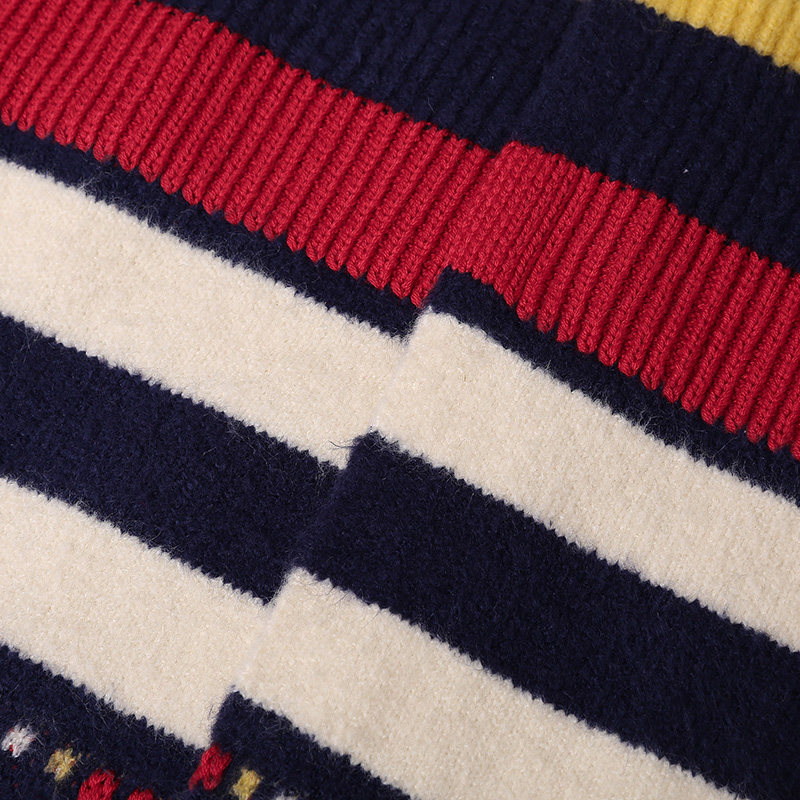 裂帛2018冬季新款条纹提花潮针织衫 裂帛立天毛针织衫