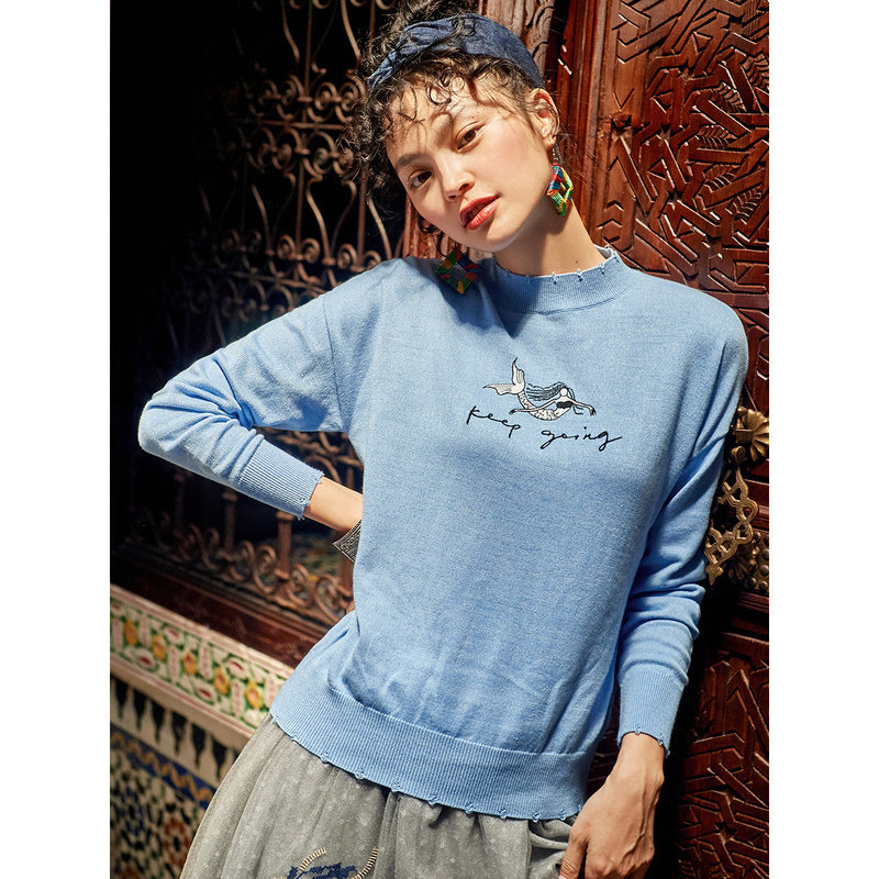 裂帛宽松打底2019冬季新款卡通毛衣 裂帛立天毛衣