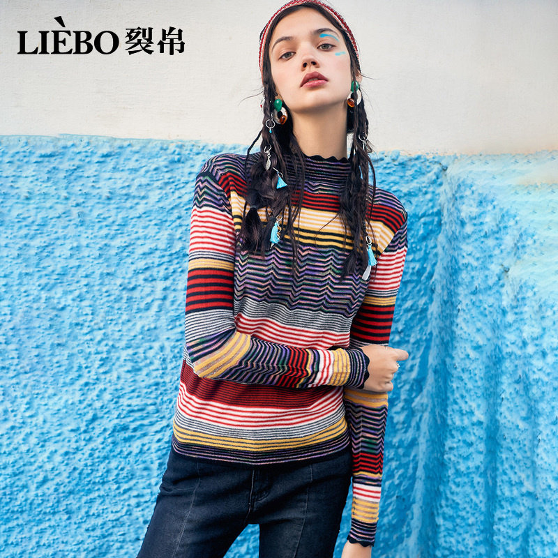 裂帛女2020新款条纹韩版套头毛衣 裂帛立天毛针织衫