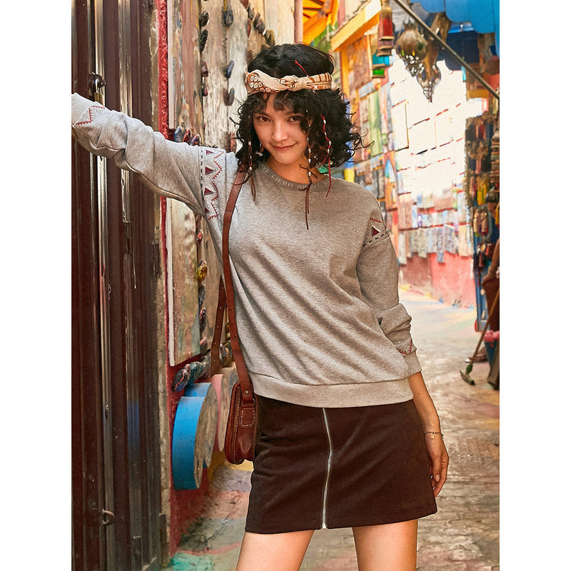 裂帛春装2020年新款女宽松刺绣卫衣 裂帛立天卫衣/绒衫