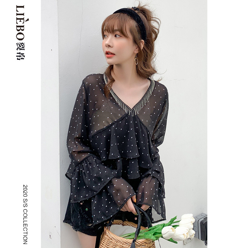 裂帛2020夏季新款波西米亚雪纺衫 裂帛立天蕾丝衫/雪纺衫