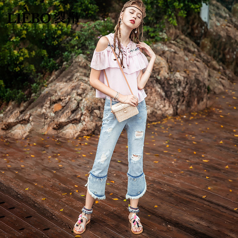  裂帛立天蕾丝衫/雪纺衫