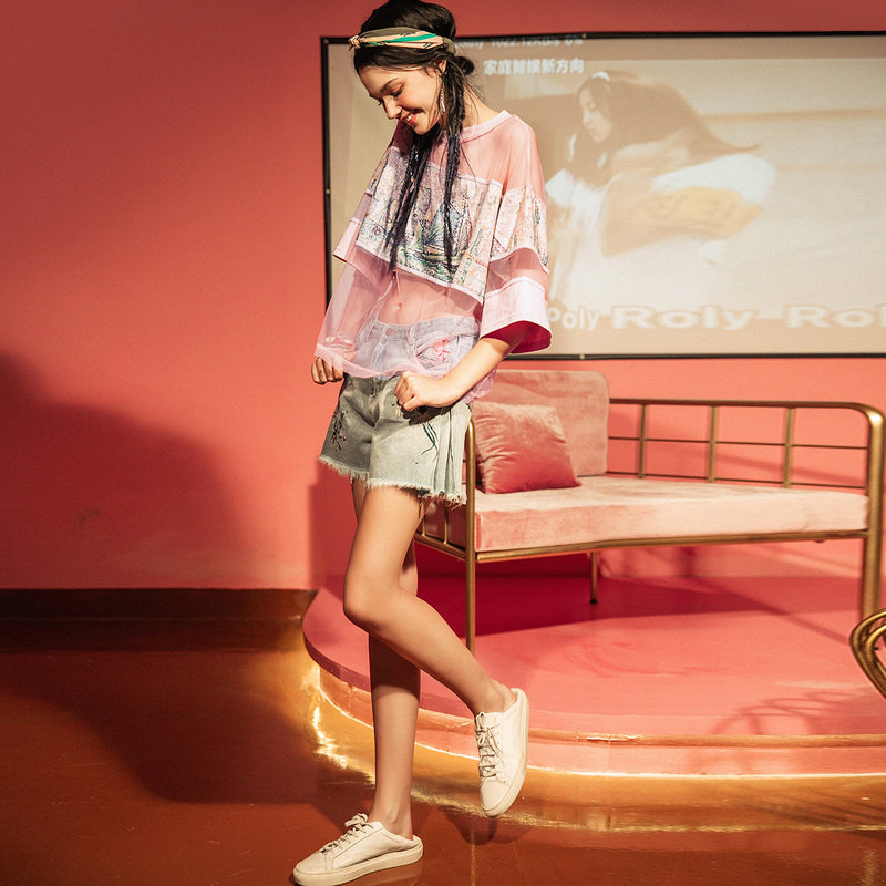 裂帛圆领印花中袖t恤女2019 裂帛立天T恤