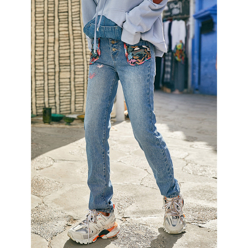 裂帛直筒修身牛仔春装2020新款长裤 裂帛立天牛仔裤