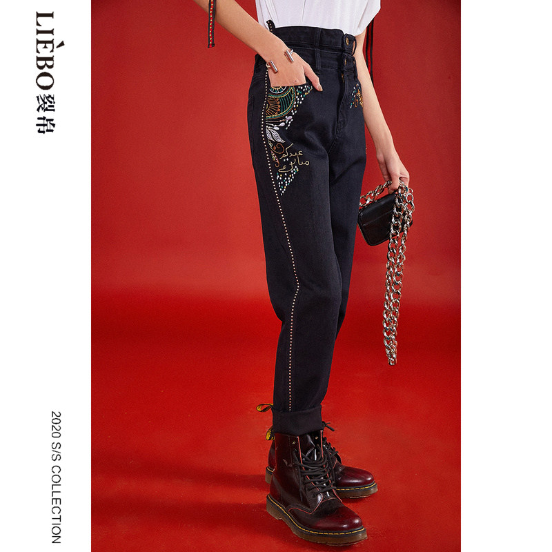 裂帛2020春季新款潮流民族风牛仔裤 裂帛立天牛仔裤