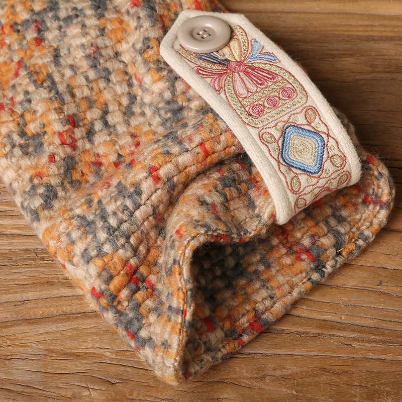 裂帛2019冬秋新款翻领精工刺绣甜美 裂帛玉茗毛呢外套